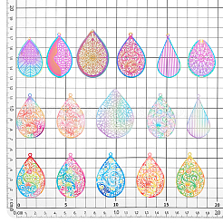 32Pcs 16 Style Spray Painted 201 & 340 & 430 Stainless Steel Pendants&nbsp;STAS-PH0005-26