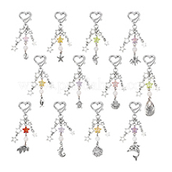 12Pcs 12 Styles Sea Animals Acrylic & Alloy Star Pendant Decoration&nbsp;HJEW-PH01951