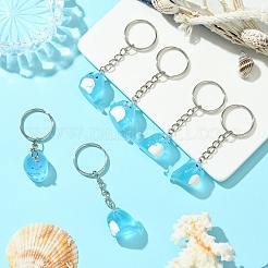 蓄光樹脂キーホルダー6個  鉄のリング付き  魚  ライトスカイブルー  7.5~8cm  6個/セット&nbsp;KEYC-FS00020