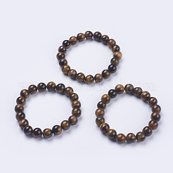 天然石タイガーアイビーズストレッチブレスレット  ラウンド  2-1/8インチ（53mm）&nbsp;BJEW-I253-10mm-27