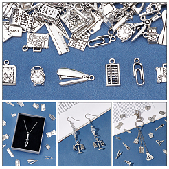 56スタイルのチベットスタイルの合金ペンダント  文房具  アンティークシルバー  9~36x5~25x1~5mm  穴：1~3mm  56個/セット  1セット&nbsp;TIBEP-PH0001-46