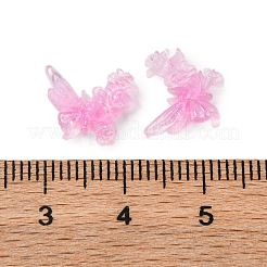 花と蝶の透明樹脂カボション  グリッターパウダー付き  ショッキングピンク  9.5x11.5x4mm&nbsp;FIND-L019-06C