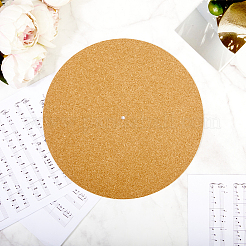 コルクターンテーブルマット  レコードマット  フラットラウンド  淡い茶色  298x3mm  穴：6.5mm&nbsp;AJEW-WH20080-66B