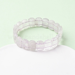 女性用オーバル天然アメジストビーズストレッチブレスレット  ビーズ：16x11mm  内径：2-3/8インチ（6cm）&nbsp;BJEW-Z149-03
