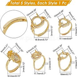 5Pcs 5 Style Brass Cubic Zirconia Adjustable Ring Components&nbsp;KK-CA0003-24