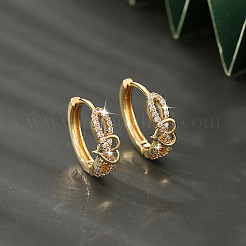 Brass Micro Pave Cubic Zirconia Heart Hoop Earrings for Women&nbsp;WG82A9C-01