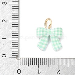 真鍮製エナメルペンダント  ゴールドカラー  タータンリボンのチャーム  14x13.5x4mm  穴：4mm&nbsp;LS-KK-CBA1122-01G-02