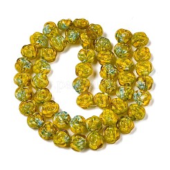 手作りランプワークビーズ連売り  ローズ  きいろ  10.5x12x7~7.5mm  穴：0.9mm  約50個/連  20.63''（52.4センチメートル）&nbsp;LAMP-T021-26E