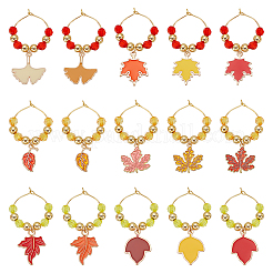 Autumn Theme Glass Wine Glass Charms&nbsp;AJEW-BC00013