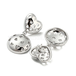 Hollow Heart Brass Dangle Stud Earrings&nbsp;EJEW-Q785-15P
