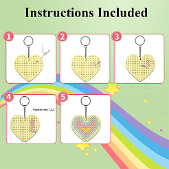 1 Set Wooden Heart Star Keychain Embroidery Beginner Kit&nbsp;DIY-SC0030-07