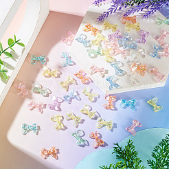 100 個の UV メッキ透明アクリルビーズ  虹色の  蝶結び  ミックスカラー  15x20x5mm  穴：1.5~1.6mm&nbsp;OACR-TA0001-69