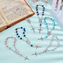 6Pcs 6 Colors Cross Glass Hanging Ornaments&nbsp;HJEW-SC0003-39