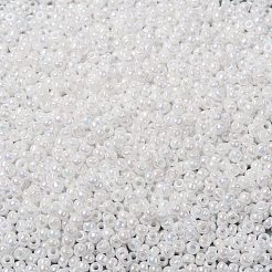 MIYUKIラウンドロカイユビーズ  日本製シードビーズ  8/0  （rr471)ホワイトパールab  3mm  穴：1mm  約422~455個/10g&nbsp;X-SEED-G008-RR0471