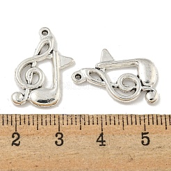チベット風亜鉛合金チャーム  鉛フリー＆カドミウムフリー  音符  アンティークシルバー  20.8x13x2mm  穴：1mm  約454個/500g&nbsp;TIBEP-R334-112AS-RS