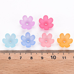 つや消しアクリルビーズキャップ  6花びら  花  ミックスカラー  14x6mm  穴：2mm  約1660個/500g&nbsp;MACR-S371-07A