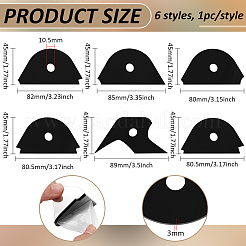 6 個 6 スタイルのアクリルスクレーパー  粘土工芸品用  混合図形  ブラック  45x80~89x3mm  穴：10.5mm  1個/スタイル&nbsp;DIY-BC0015-21