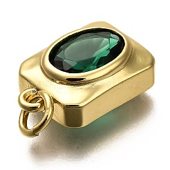 Golden Tone Brass Micro Pave Cubic Zirconia Pendants&nbsp;ZIRC-H118-01G-B