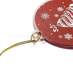 クリスマステーマのアクリルペンダント装飾  ナイロンコード吊り下げ装飾  フラットラウンド  クリスマスツリー  190~205mm&nbsp;HJEW-G021-01B