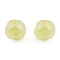 電気メッキレインボー虹色メッキアクリルビーズ  キラキラビーズ  ナゲット  シャンパンイエロー  16x15.5mm  穴：2.2mm&nbsp;TACR-T025-002C