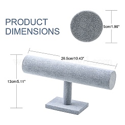 ベルベットのTバーブレスレットのディスプレイスタンド  グレー  13x26.5cm&nbsp;NDIS-F001-02