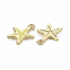 ラックメッキ合金ペンダント  エナメル  カドミウムフリー＆鉛フリー  ヒトデ  ライトゴールド  きいろ  17x13x1.5mm  穴：1.8mm&nbsp;LS-PALLOY-S132-234F-RS