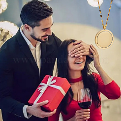 フラットラウンドネックレスのDIYキット  回転可能なステンレススチールペンダントを含む  304ステンレススチールアズキチェーンネックレス  ゴールドカラー  23.6インチ（60cm）&nbsp;DIY-SC0003-51G
