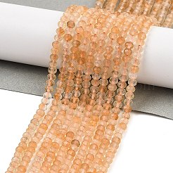 天然シトリン（加熱）ビーズ連売り  多面カット  ロンデル  4x3mm  穴：0.7mm  約131~133個/連  15.35''（39センチメートル）&nbsp;G-K376-B11-02