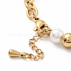 201 Stainless Steel Heart Charm Bracelet&nbsp;BJEW-A126-10G
