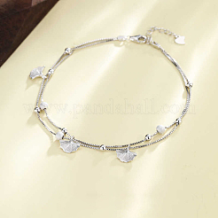 Brass Ginkgo Leaf Charm Double Layer Anklets for Women&nbsp;FS-WG31713-01