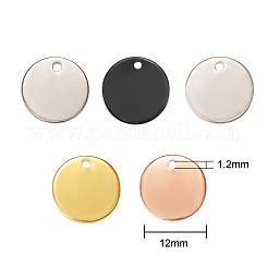 30個5色真鍮チャーム  空白タグのスタンプ  フラットラウンド  ミックスカラー  12x1mm  穴：1.2mm  6個/カラー&nbsp;KK-SZ0001-42