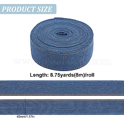 8mのポリエステルデニムリボン  服飾材料  スチールブルー  1-5/8インチ（40mm）  約8.75ヤード（8m）/バンドル&nbsp;OCOR-WH0086-52