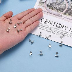 変色しにくい201ステンレススチール製バーベル軟骨ピアス  スクリューバックイヤリング  304ステンレスピン付き  ローズ  ステンレス鋼色  8x5x2mm  ピン：1mm&nbsp;X-EJEW-R147-39