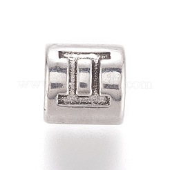合金ヨーロピアンビーズ  大穴ビーズ  十二星座  コラム  12星座  7.5x7mm  穴：4.5mm  60個/袋&nbsp;PALLOY-WH0065-20AS