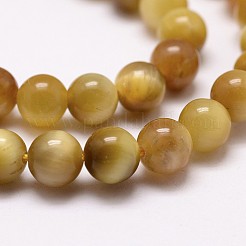 天然石タイガーアイビーズ連売り  染め＆加熱  ラウンド  ゴールド  8mm  穴：1mm  約44個/連  14.9インチ〜15.1インチ&nbsp;G-G735-23-8mm-03
