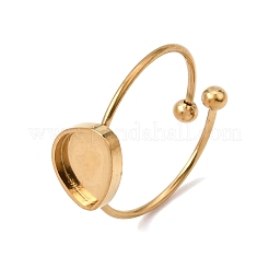 Triangle 304 Stainless Steel Open Cuff Bangle Makings with Bezel Tray&nbsp;SA-CBABF3F-04G-03