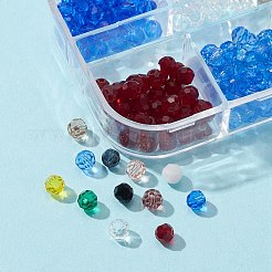 480個12色ガラスビーズ連売り  ファセット（32ファセット）  ラウンド  ミックスカラー  4mm  穴：1mm  約40PCS /カラー&nbsp;EGLA-FS0001-33