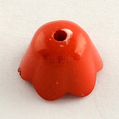 不透明なアクリルフラワービーズキャップ  チューリップの花/ユリの谷  6花びら  ミックスカラー  9x7mm  穴：2mm  約1900個/500g&nbsp;SACR-Q099-M45