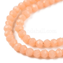 オペークソリッドカラーガラスビーズ連売り  多面カット  ロンデル  ライトサーモン  2.5x2mm  穴：0.7mm  約154~161個/連  12.675~12.87インチ（32.5~33cm）  約90~100連売り/セット&nbsp;EGLA-T021-02J