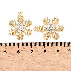 クリスマス合金ラインストーンペンダント  スノーフレークチャーム  ラックめっき  ゴールドカラー  24x18x2.5mm  穴：1.8mm&nbsp;FIND-B059-06G-04