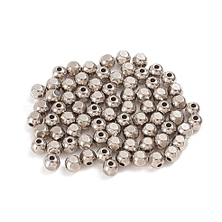 変色しにくい304ステンレススチールビーズ  多面カット  ラウンド  ステンレス鋼色  5x5x5mm  穴：1.5mm&nbsp;STAS-D174-42C-P