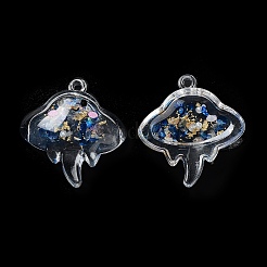 明るい透明なアクリルパーツ  魚  ミックスカラー  30.5x28.5x8.5mm  穴：1.8mm&nbsp;X-TACR-F006-01