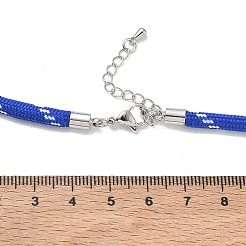 ポリエステル芯巻き丸紐ネックレスの製作  真鍮のパーツと  プラチナ  ブルー  17.72x0.18インチ（45x0.45cm）&nbsp;KK-CBACFA2-03P-27