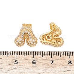 真鍮マイクロペーブクリアキュービックジルコニアスタッドピアス  a～zの文字  長持ちメッキ  カドミウムフリー＆鉛フリー  ラックめっき  18KGP本金メッキ  13~14x6~14mm&nbsp;EJEW-Z091-04G