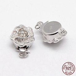 変色防止ロジウムメッキ スターリングシルバーボックス留め金925個  花  プラチナ  14.5x10x7mm  穴：2mm&nbsp;STER-A030-64