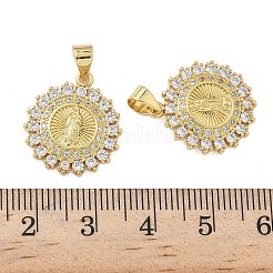 Brass Micro Pave Cubic Zirconia Pendants&nbsp;KK-P325-38G