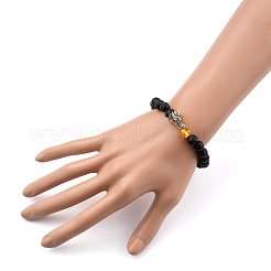 Men's Natural Lava Rock Stretch Beaded Bracelets&nbsp;BJEW-JB05429-02