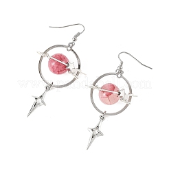 Natural Green Jade & Alloy Pendant Dangle Earrings&nbsp;EJEW-TA00818-03