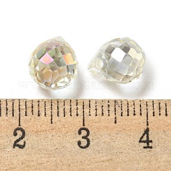 電気メッキガラスビーズ  多面カット  フル虹メッキ  ティアドロップ  ライトゴールデンロッドイエロー  9.5x8mm  穴：1.2mm&nbsp;EGLA-A041-02-FR04