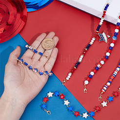 5Pcs Handmade Polymer Clay & Acrylic & Brass Hat Chains&nbsp;HJEW-PH02337